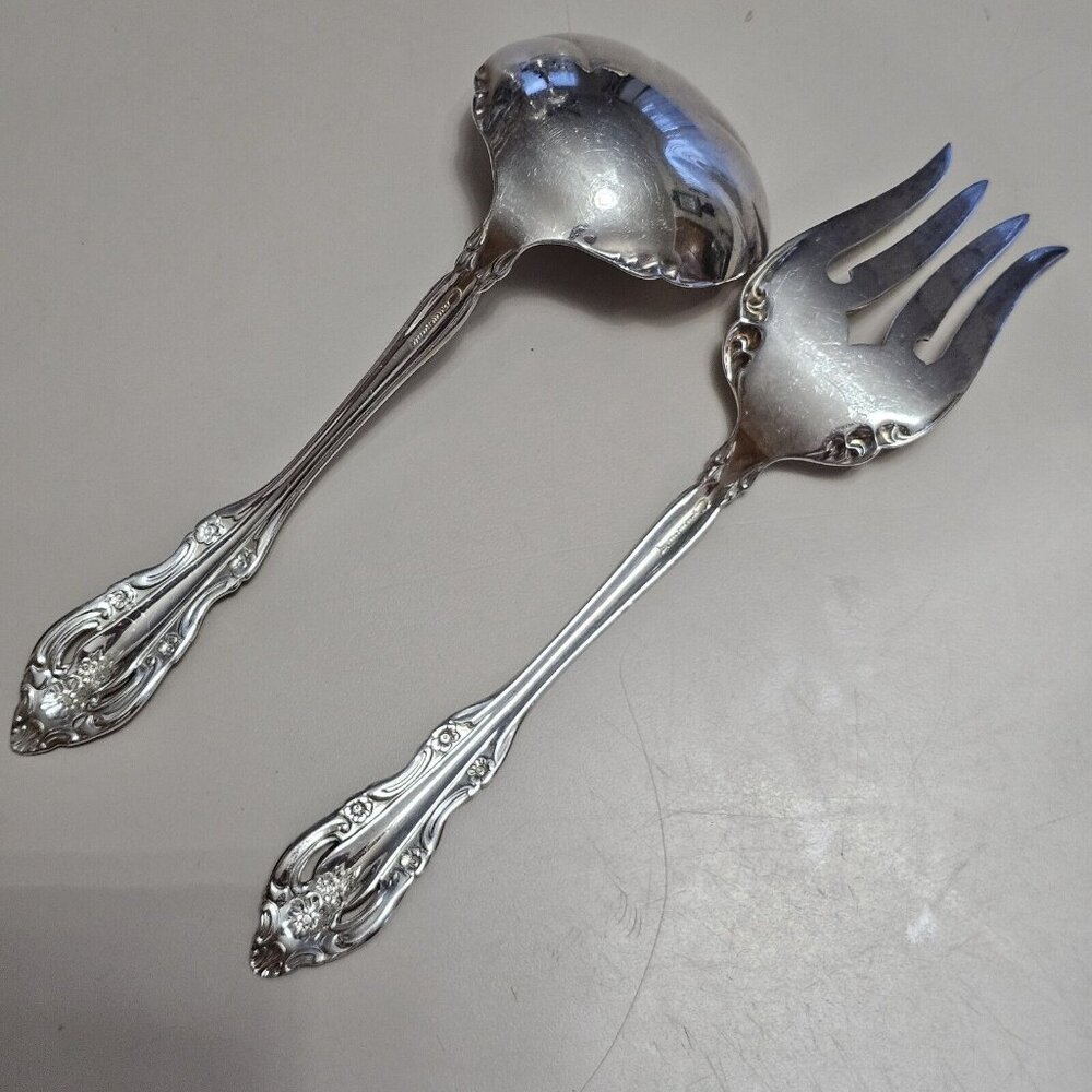 2pc Oneida Silver Artistry Solid Gravy Ladle & Meat Fork Serving Set 1965 - Picture 2 of 8